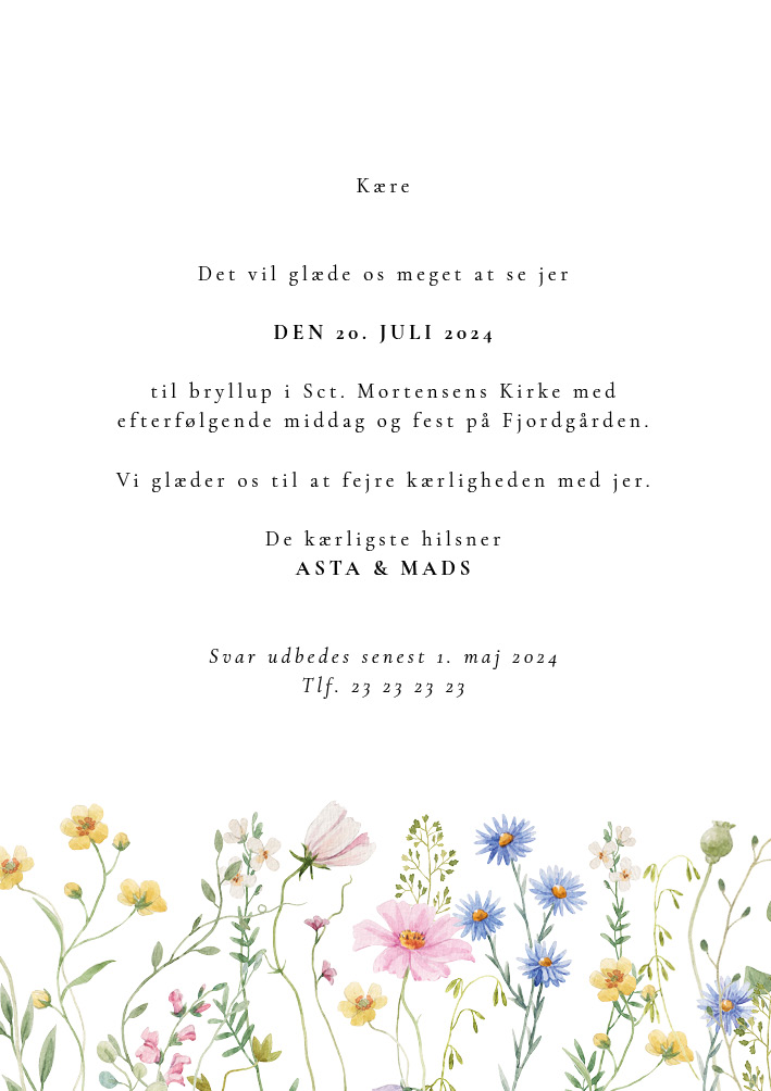 Invitationer - Asta og Mads Bryllupsinvitation